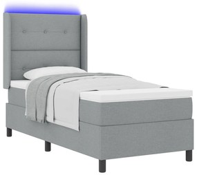 vidaXL κρεβάτι Box Spring  με στρώμα & LED Γκρι 80x200 εκ Υφασμάτινο