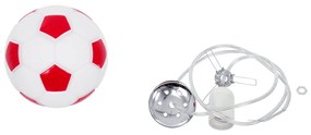 GloboStar® FOOTBALL 00642 Μοντέρνο Κρεμαστό Παιδικό Φωτιστικό Οροφής Μονόφωτο 1 x E27 Κόκκινο Λευκό Γυάλινο Φ15 x Υ18cm