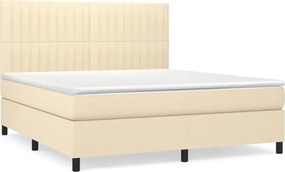 vidaXL Κρεβάτι Boxspring με Στρώμα Κρεμ 180x200 εκ. Υφασμάτινο