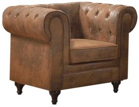 CHESTERFIELD York Πολυθρόνα Σαλονιού - Καθιστικού, Ύφασμα Απόχρωση Καφέ Camel