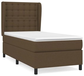 Κρεβάτι Boxspring με Στρώμα Σκούρο Καφέ 100x200 εκ. Υφασμάτινο - Καφέ