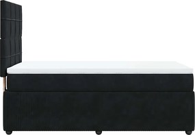 vidaXL Κρεβάτι Boxspring με Στρώμα Μαύρο 90x200 εκ. Βελούδινο