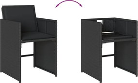 vidaXL Σετ Τραπεζαρίας Κήπου 13τεμ. Μαύρο από Συνθ. Ρατάν με Μαξιλάρια
