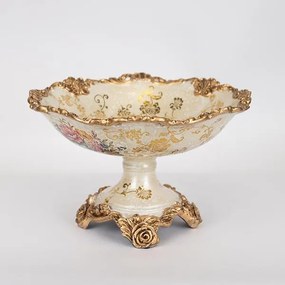ΜΠΩΛ ΜΕ ΠΟΔΙ ΠΟΡΣΕΛΑΝΟ ΜΠΕΖ - ΧΡΥΣΟ 21x21x15cm|752-21077