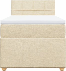 vidaXL Κρεβάτι Boxspring με Στρώμα Κρεμ 100 x 200 εκ. Υφασμάτινο