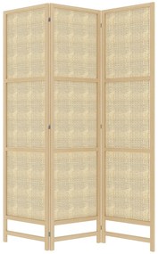 Διαχωριστικό Χώρου HOMCOM 3 τεμαχίων, 180 cm πτυσσόμενο παραβάν, Ανεξάρτητο Διαχωριστικό Χώρου με Χειροποίητο σχέδιο για το Σπίτι, Φυσικό