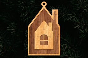 Σετ των 3 Intra απο ξύλο plywood 3mm-4mm πάχος Χριστουγεννιάτικο Στολίδι Κτίριο κομμένο Δίασταση 8x8 cm INTRAFABR-111352835