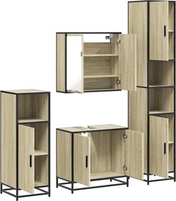 vidaXL Σετ Επίπλων Μπάνιου 4 Τεμαχίων Sonoma Δρυς Επεξεργασμένο Ξύλο