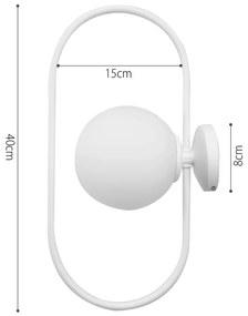 Επιτοίχιο φωτιστικό σε λευκή απόχρωση και λευκή οπαλίνα 1XG9 D:40cm (43038-WH) - Μέταλλο - 43038-WH