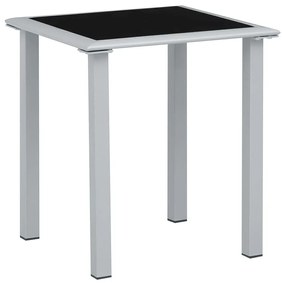 310541  GARDEN TABLE BLACK AND SILVER 41X41X45 CM STEEL AND GLASS 310541
