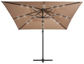 Ομπρέλα Κρεμαστή Χρώμα Taupe 250x250 εκ. με Ατσάλινο Ιστό &amp; LED - Μπεζ-Γκρι