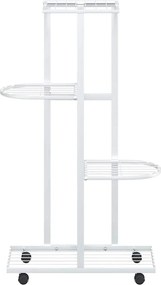 vidaXL Βάση Λουλουδιών 4 Επιπέδων με Ρόδες 44x23x80 εκ. Λευκή Σίδερο