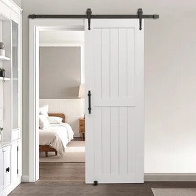 VEVOR Sliding Barn Door with Hardware Kit 762 x 2134mm MDF Panel PVC Surface