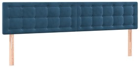 Κρεβάτι Boxspring με Στρώμα &amp; LED Σκ. Μπλε 200x200εκ. Βελούδινο - Μπλε