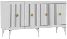 Μπουφές Midas 475OLV1752 150x40x79cm White-Gold Μοριοσανίδα, Μελαμίνη