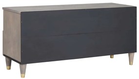 vidaXL Ντουλάπι TV Γκρι και Χρυσό 100 x 33.5 x 46 εκ Μασίφ ξύλο μάνγκο