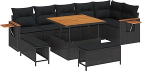 vidaXL Σετ Καναπέ Κήπου 9 pcs Μαύρο συνθετικό ρατάν