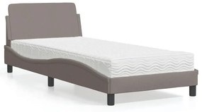 Κρεβάτι με Στρώμα Taupe 80x200 εκ. Υφασμάτινο - Μπεζ-Γκρι