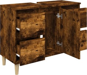 vidaXL Ντουλάπι Νιπτήρα Καπνιστή Δρυς 80x33x60 εκ. Επεξεργ. Ξύλο