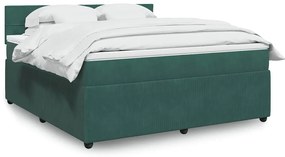 vidaXL Κρεβάτι Boxspring με Στρώμα Σκούρο Πράσινο 180x200εκ. Βελούδινο
