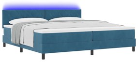 vidaXL κρεβάτι Box Spring με στρώμα & LED  Σκούρο Μπλε 200x200 εκ. Βελούδινο