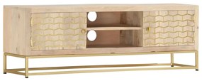 vidaXL Έπιπλο Τηλεόρασης Χρυσό 120 x 30 x 40 εκ. από Μασίφ Ξύλο Μάνγκο