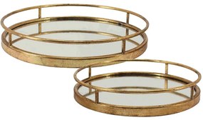 Διακοσμητικοί Δίσκοι Με Καθρέπτη (Σετ 2Τμχ) 15-00-94906 Φ39,5x6/33,5x6cm Gold Marhome Μέταλλο