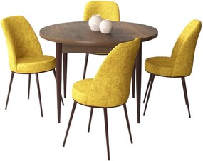 Dining Table &amp; Chairs Set (5 Pieces) Tor - Baroque, Mustard Baroque
Mustard