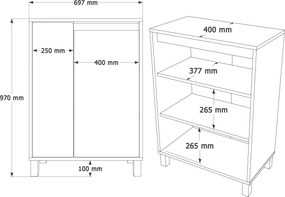 Ντουλάπι Λευκό / Δρυς / Γκρι GUVI 69.7x40x97
