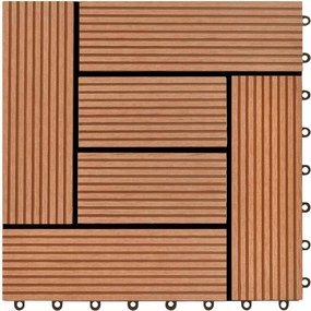 vidaXL Πλάκα Κατασκευής 11 pcs Καφέ 30 x 30 cm WPC