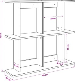 vidaXL Ράφι Τοίχου Επιτοίχιο Λευκό 80 x 20 x 75 εκ Επεξεργασμένο Ξύλο