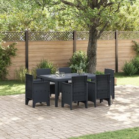 vidaXL Σετ Τραπεζαρίας Κήπου 7 pcs Ανθρακί PE Ρατάν