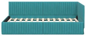 vidaXL Κρεβάτι Γωνίας με κεφαλάρι Τιρκουάζ 100 x 200 cm Βελούδο