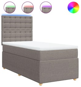 vidaXL Κρεβάτι Boxspring με Στρώμα Taupe 100 x 200 εκ. Υφασμάτινο