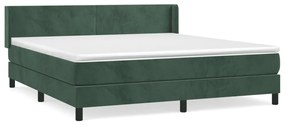 Κρεβάτι Boxspring με Στρώμα Σκούρο Πράσινο 180x200εκ. Βελούδινο - Πράσινο