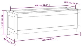 Ζαρντινιέρα Υπερυψωμένη Μελί 119,5x40x39 εκ. από Μασίφ Πεύκο - Καφέ