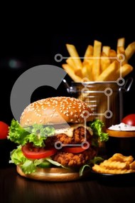 Intra Συλλεκτικό Ξύλινο Παζλ Plywood  4mm - Νόστιμο Burger με πατάτες Σε Ξύλινο Κουτί - Διαστάσεις: 10x10 cm – 25 κομμάτια