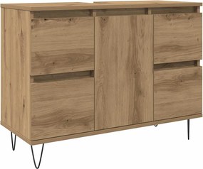 vidaXL Ντουλάπι μπάνιου Δρυς τεχνίτης 80x33x60 cm Κατασκευασμένο ξύλο