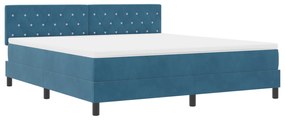 vidaXL Κρεβάτι Box Spring με Στρώμα Σκούρο Μπλε Σούπερ Βασιλικό Βελούδο