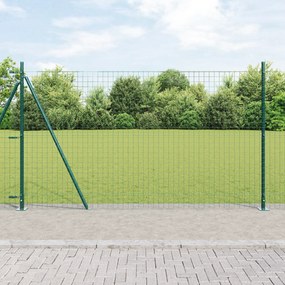 vidaXL Euro Fence με 7 Φλαντζωτές Κολώνες 1.5x10 μ. Γαλβανισμένος Χάλυβας