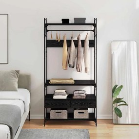 vidaXL Ντουλάπι Μαύρη δρυς 89 x 39 x 184.5 εκ. Επεξεργασμένο ξύλο