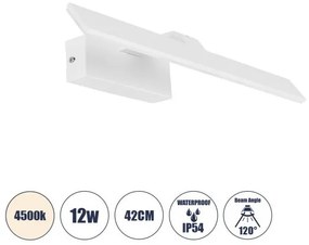 MIRROR 60512 Φωτιστικό Τοίχου-Απλίκα LED 12W 1440lm 120° AC 85-265V IP54 Φυσικό Λευκό 4500K Λευκό Μέταλλο-Μ42 x Π5 Globostar-605 60512
