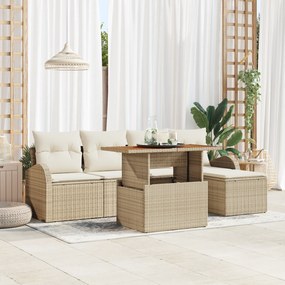 vidaXL Σετ Καναπέδων 6 Τεμαχίων με Μαξιλάρια Μπεζ Πολυρατάν