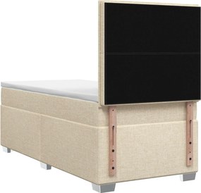 vidaXL Κρεβάτι box spring με στρώμα Κρεμ 90 x 190 cm Ύφασμα