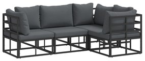 vidaXL Σετ Καναπέ Κήπου 4 pcs Μαύρο 213 x 143 x 71 εκ. Αλουμίνιο