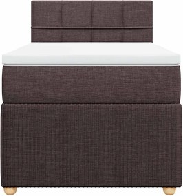 vidaXL Κρεβάτι Boxspring με Στρώμα Σκούρο Καφέ 90x200 εκ. Υφασμάτινο