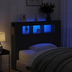 vidaXL LED κεφαλάρι Μαύρη Οξυά Επεξεργασμένο Ξύλο