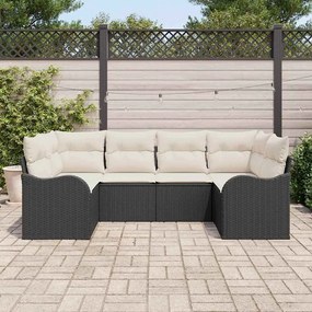 vidaXL Σετ Καναπέ Κήπου με μαξιλάρι 6 pcs Μαύρο Πολυ ράταν