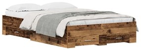 vidaXL Κρεβάτι με Συρτάρια Παλαιό ξύλο 120 x 190 cm Επεξεργασμένο ξύλο