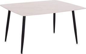 Τραπέζι Rav λευκό μαρμάρου sintered stone-μαύρο μέταλλο 140x80x75